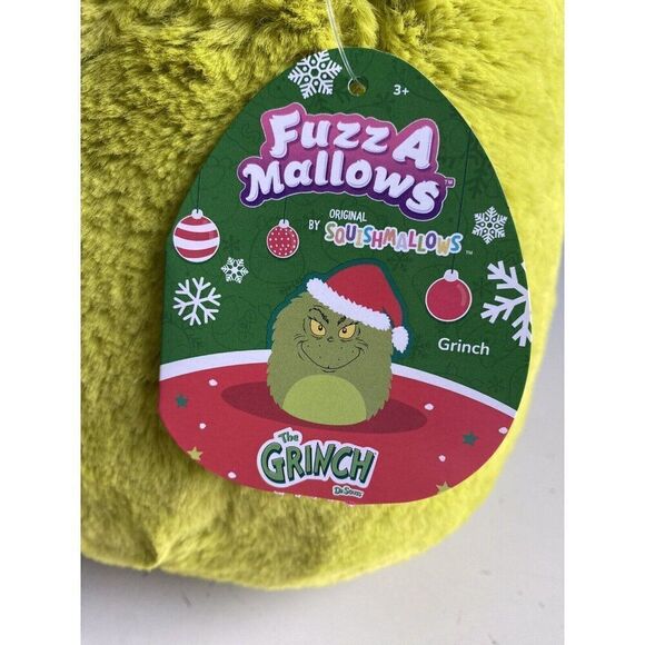 Squishmallows 12" Fuzz-A-Mallows Grinch in Santa Hat Soft Plush Christmas NEW - Picture 4 of 11